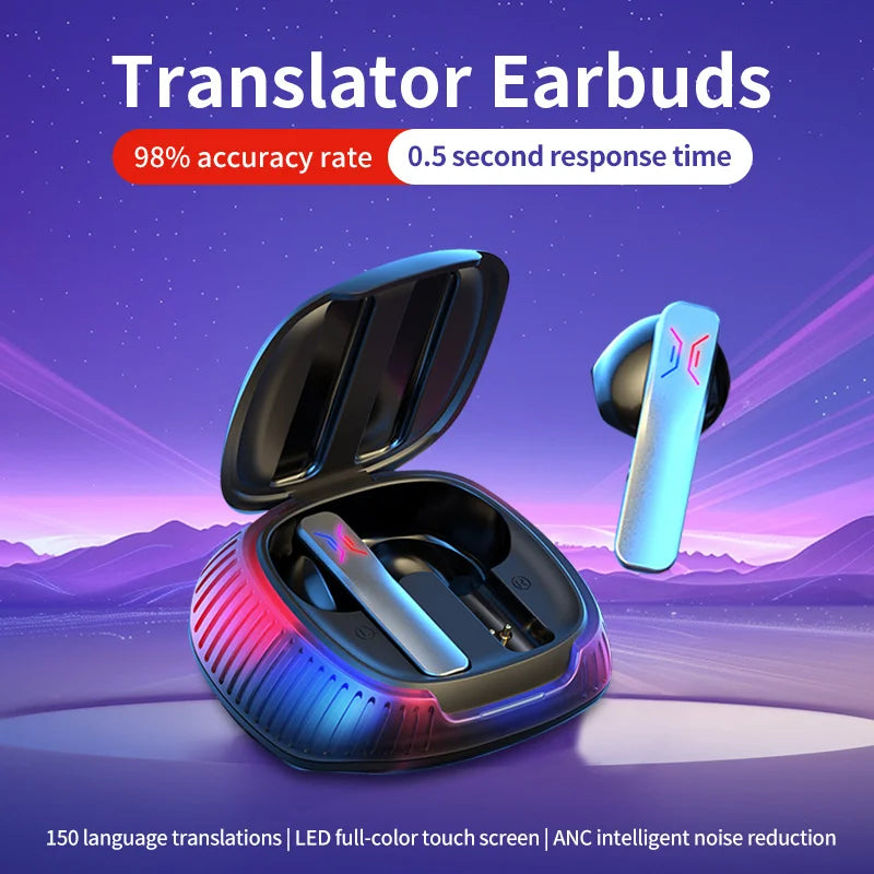 AI conversion original 74 languages intelligent real-time voice translation Translation headset, 4 translation modes