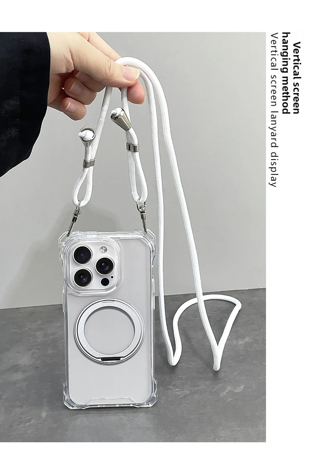 Crossbody Lanyard Strap Holder Phone Case For iphone 17 Air 16 15 14 Plus 13 12 11 Pro Max 16E For Magsafe Magnetic Stand Cover