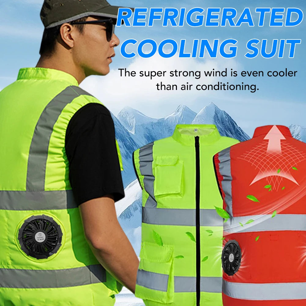 Summer Cooling Fan Vest for Men Women Outdoor Reflective Air Conditioning Clothes Anti-Heat Sunscreen Vest Hiking Fishing