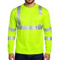 High Visibility Long Sleeve Round Neck T-shirt Reflective Workwear For Engineering Wharf Moisture Wicking Casual Men Top