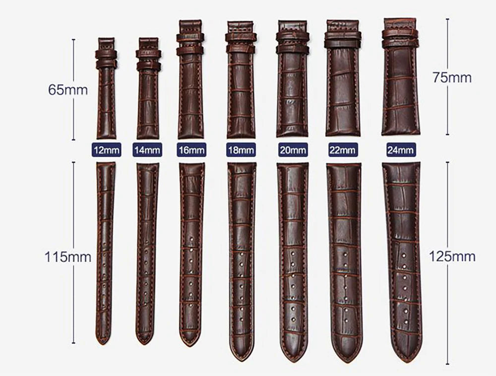 Premium Genuine Leather Watch Band – Multi-Size Wrist Strap