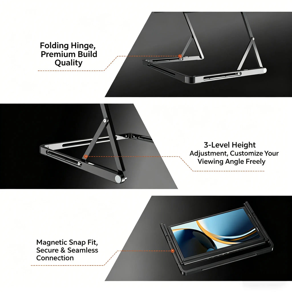 Sibolan 14" Three Screen Foldable External Display 60Hz 1200P 100%sRGB Portable Monitor For Laptop, Windows & MacOS
