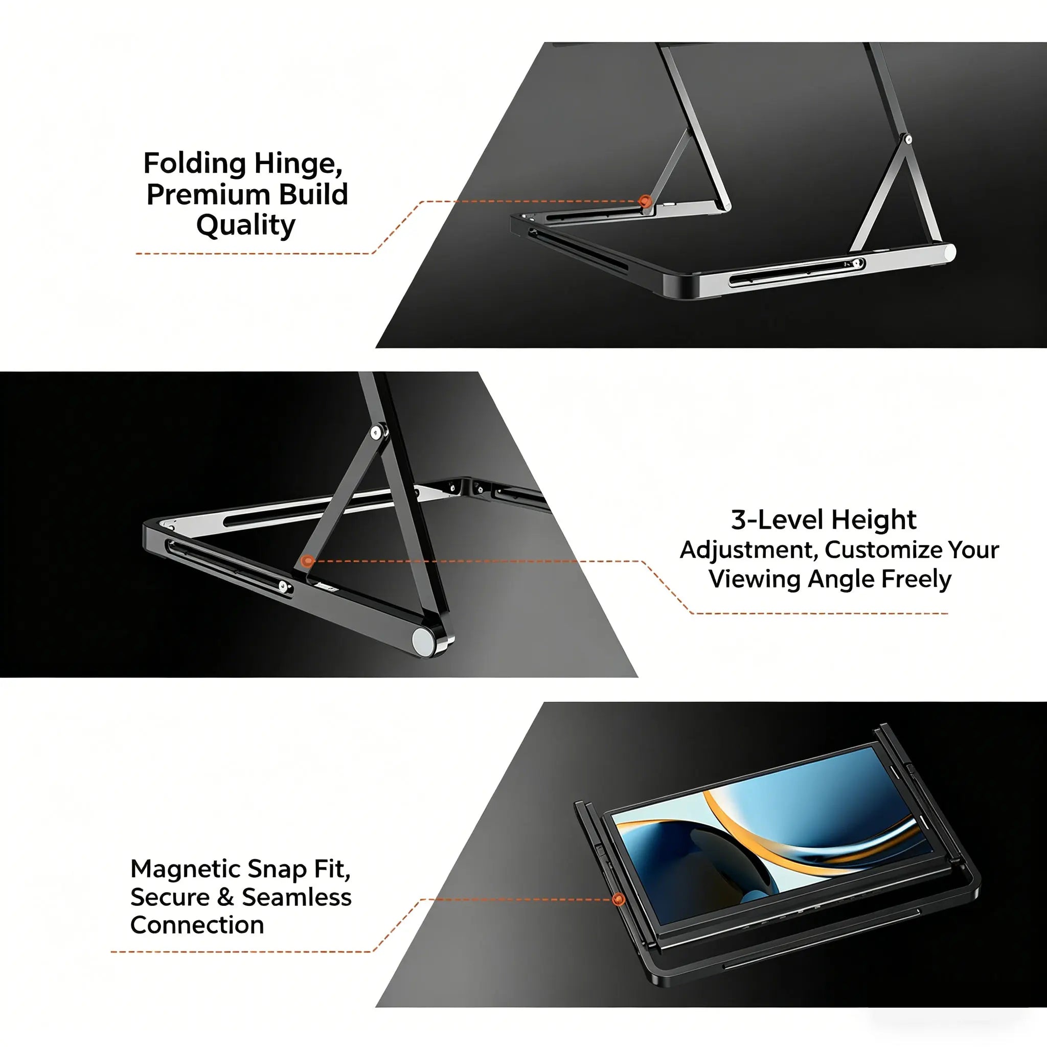 Sibolan 14" Three Screen Foldable External Display 60Hz 1200P 100%sRGB Portable Monitor For Laptop, Windows & MacOS