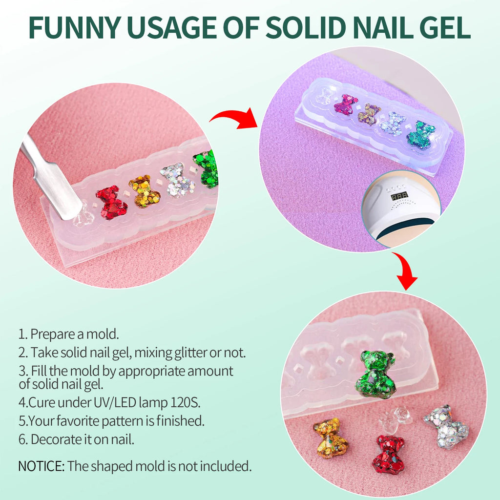 Nailpop Solid Nail Gel Adhesive For Press-On Nails Ultra Strong Adhesion Clear False Nail Gel Soak UV Extension Nail Gel 20g