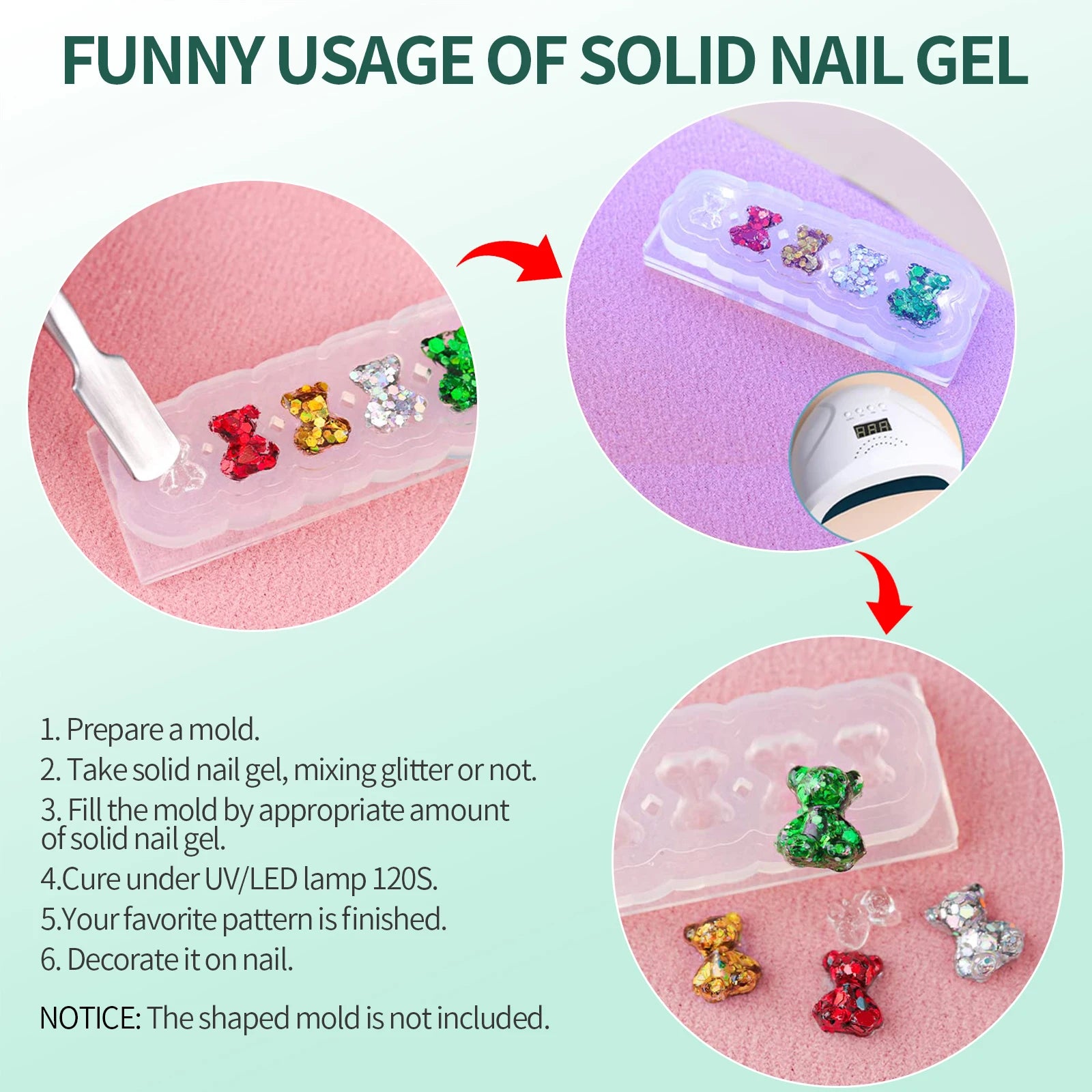 Nailpop Solid Nail Gel Adhesive For Press-On Nails Ultra Strong Adhesion Clear False Nail Gel Soak UV Extension Nail Gel 20g