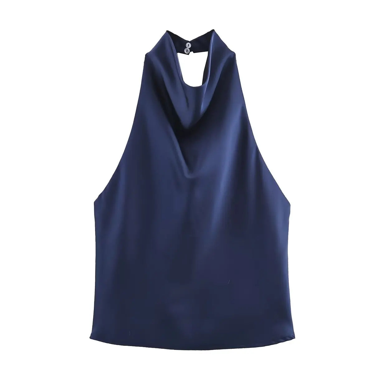 Zevity 2025 Women Chic Solid Color Sleeveless Soft Touch Halter Camis Tank Lady Backless Summer Beach Shirt Blouse Tops LS9365