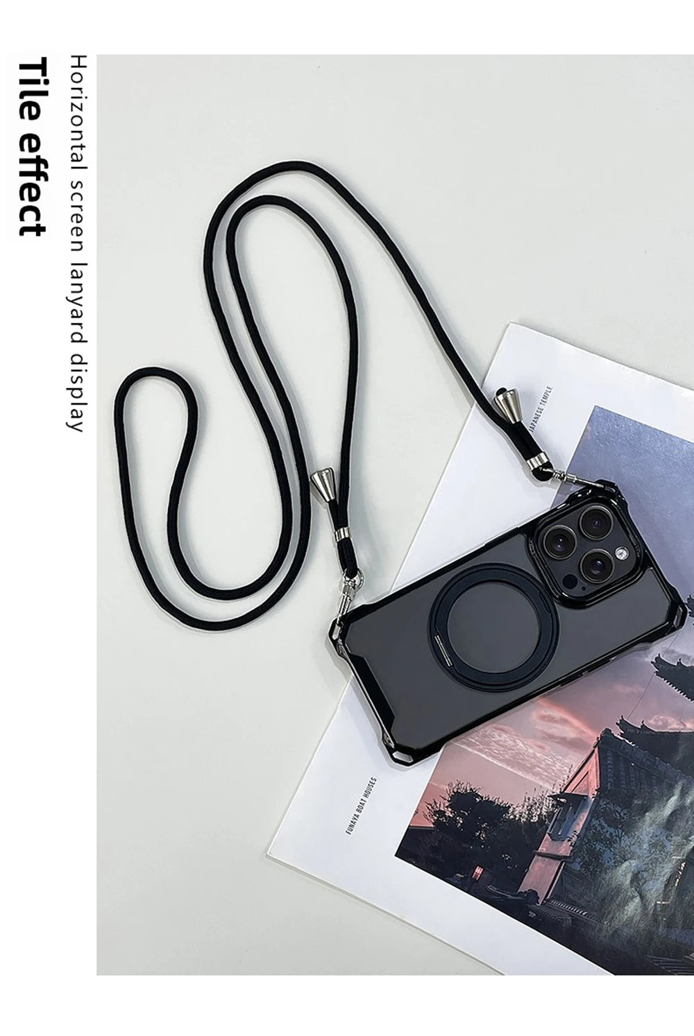Crossbody Lanyard Strap Holder Phone Case For iphone 17 Air 16 15 14 Plus 13 12 11 Pro Max 16E For Magsafe Magnetic Stand Cover