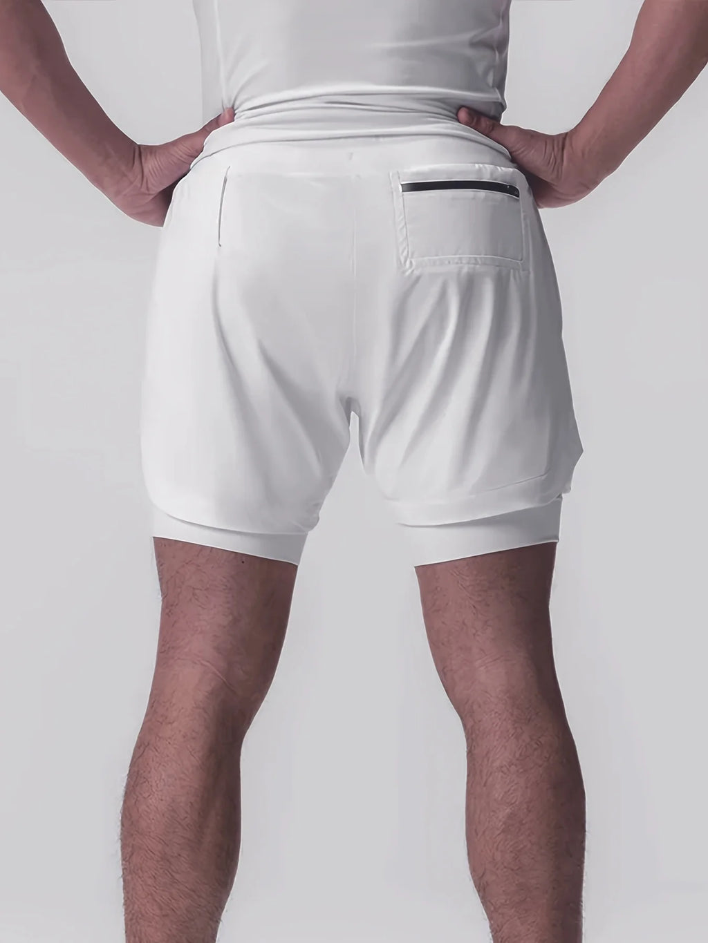Sports shorts for men, double layered, quarter quick drying, elastic basketball, running training equipment, deep squat fitness,