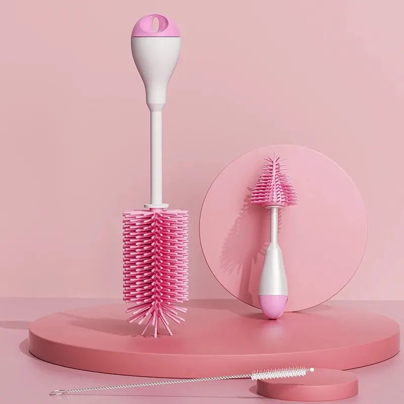 360° Silicone Baby Bottle Cleaning Brush Set 3-in-1 – Bottle, Pacifier & Straw Cleaner