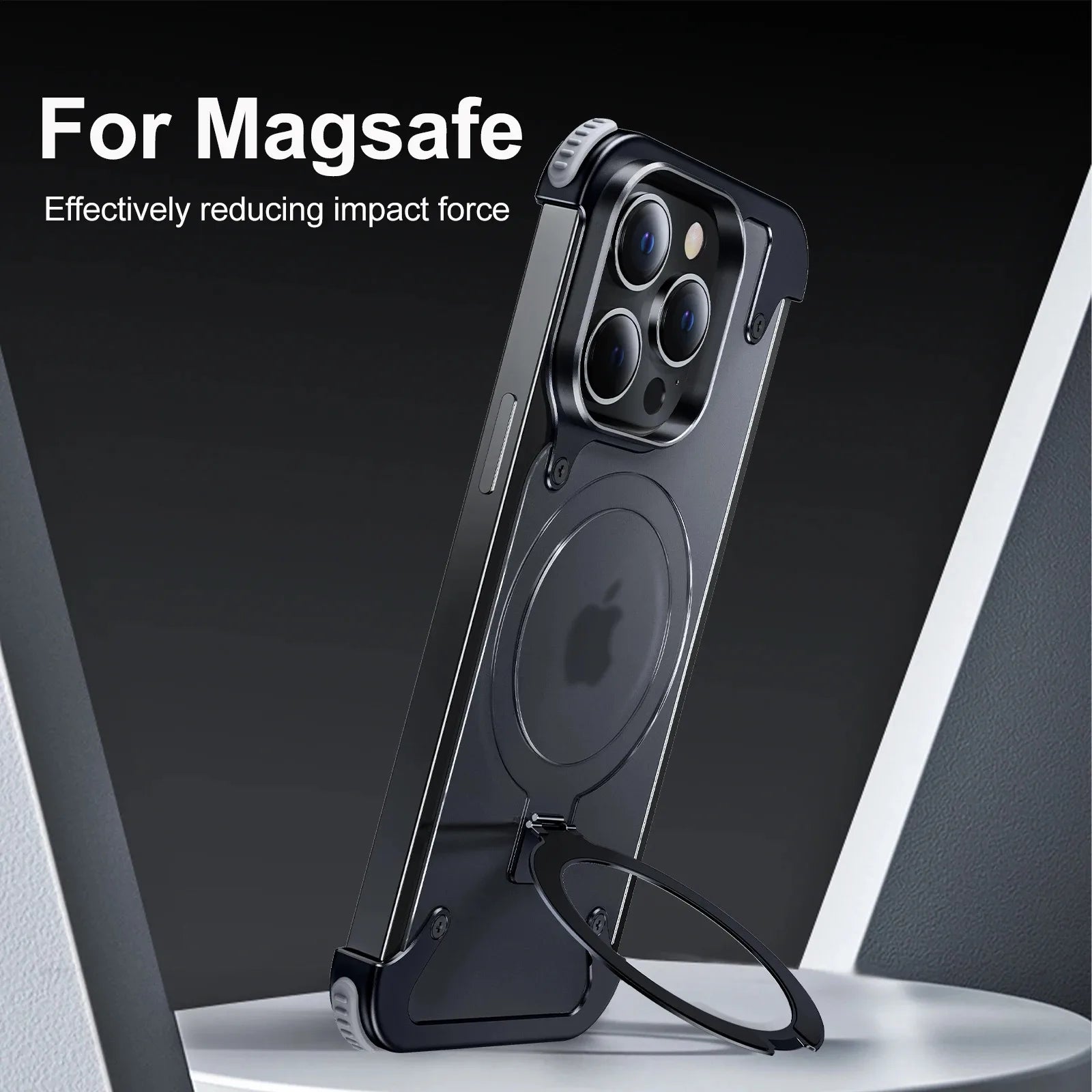 Eary for iPhone 13 Pro Phone Case with Magsafe Ring Kickstand Frameless Minimalist Bumper Shockproof Protector Phone Cover Shell
