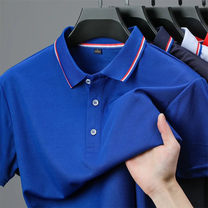 Men's Casual Solid Color Short Sleeve Polo Shirt  Summer Fashionable Comfortable Versatile Top for Men