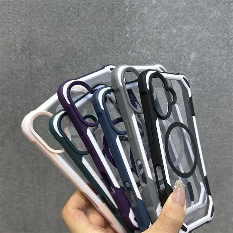 Hit Color Magnetic For Magesafe Wireless Charge Case For iPhone 17 Pro 16 13 14 12 15Pro Max Transparent Shockproof Bumper Cover