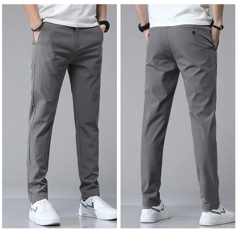 New Spring Summer Ultra-thin Men's Stretch Slim Straight Casual Pants High Quality Fashion Breathable Golf Sports Trousers