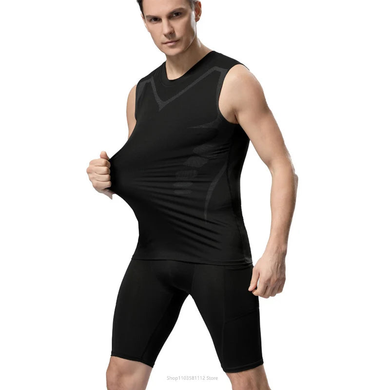 Men's Running Compression Shirts Short Sleeve Sport Gym Tees Fitness Quick Dry Sweatshirt Jogging Tracksuit Athletic Shirt Tops