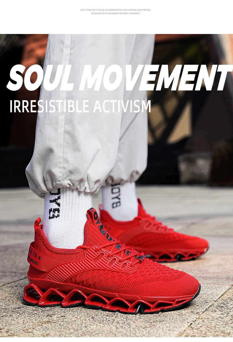 Men's Breathable Mesh Running Shoes Blade Sole Sneakers Lightweight Non-Slip Sports Shoes for Gym Walking Casual Wear