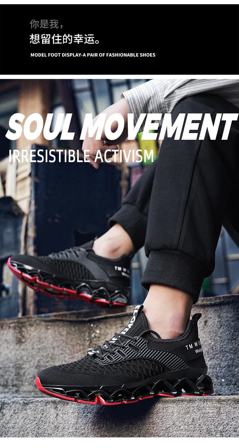 Men's Breathable Mesh Running Shoes Blade Sole Sneakers Lightweight Non-Slip Sports Shoes for Gym Walking Casual Wear