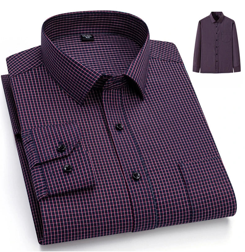 New in shirt elegant 40%cotton long-sleeve shirts for men slim fit Casual plain shirt plaid designer tops houndstooth clothes