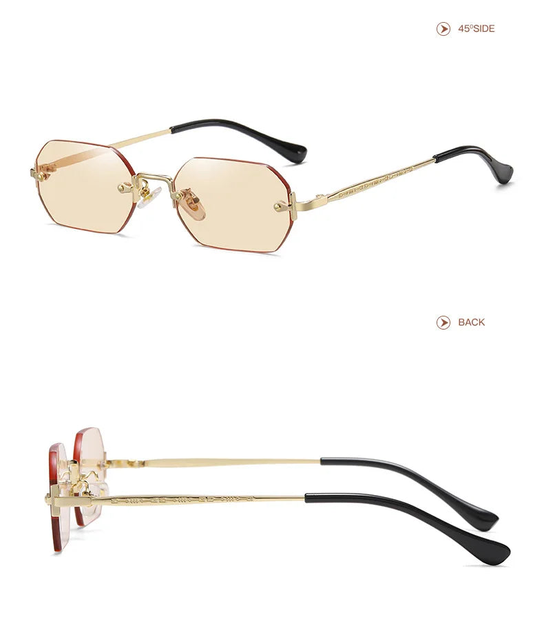 SHAUNA Gothic Rimless Sunglasses Retro Punk Gradient Shades UV400