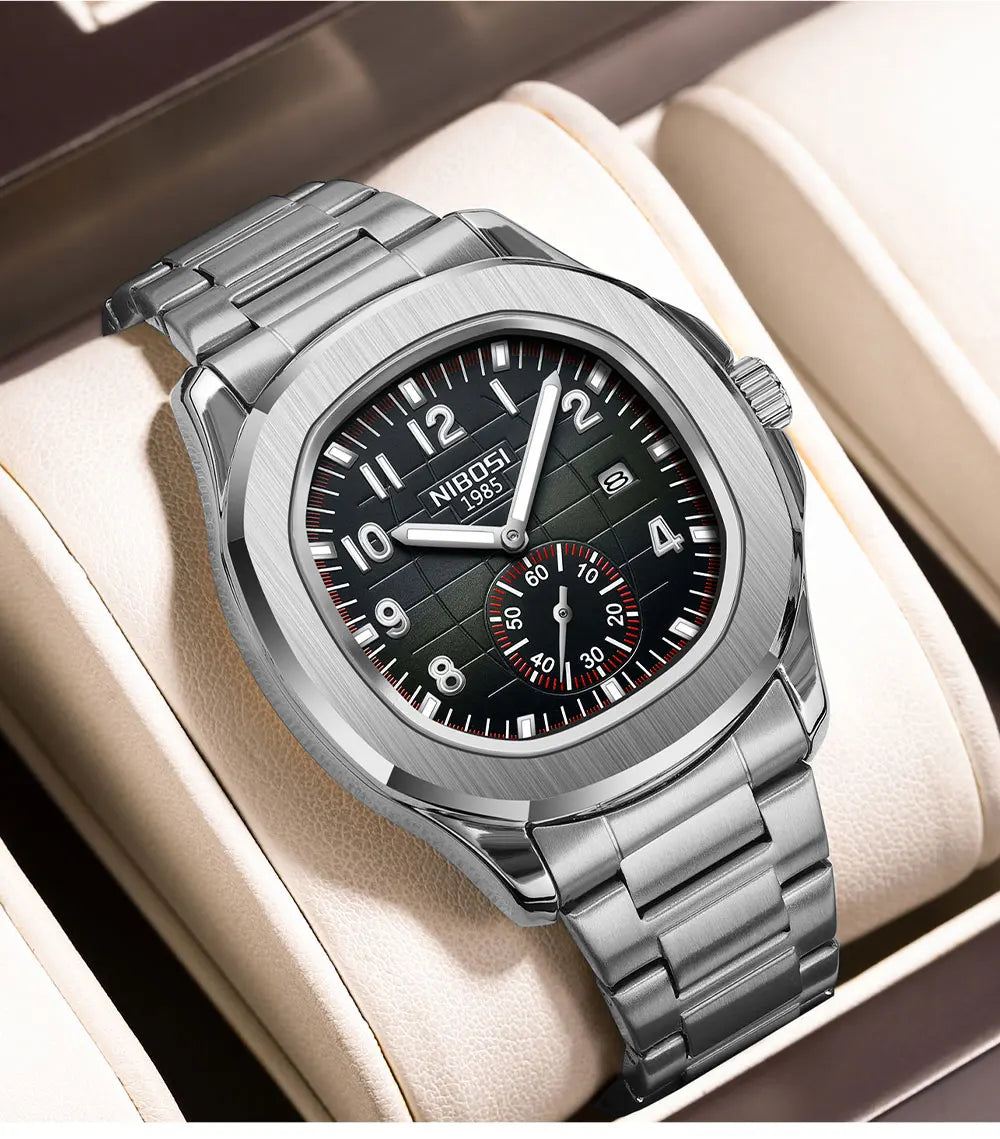 NIBOSI Mens Watches Analog Military Watch with Calendar Black Silicone Strap Waterproof Men’s Wrist Watches Minimalist Designer