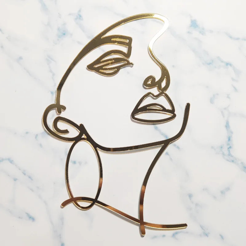 New Gold Portrait Happy Birthday Cake Topper Black Acrylic Abstract Art Boys Girls Party Cake Topper Baby Shower Girl Decoration
