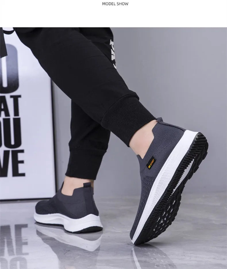 Men Walking Shoes Knit Mesh Breathable Sneakers Lightweight Sneakers Slip-on Mens Casual Shoes Fashion Comfort