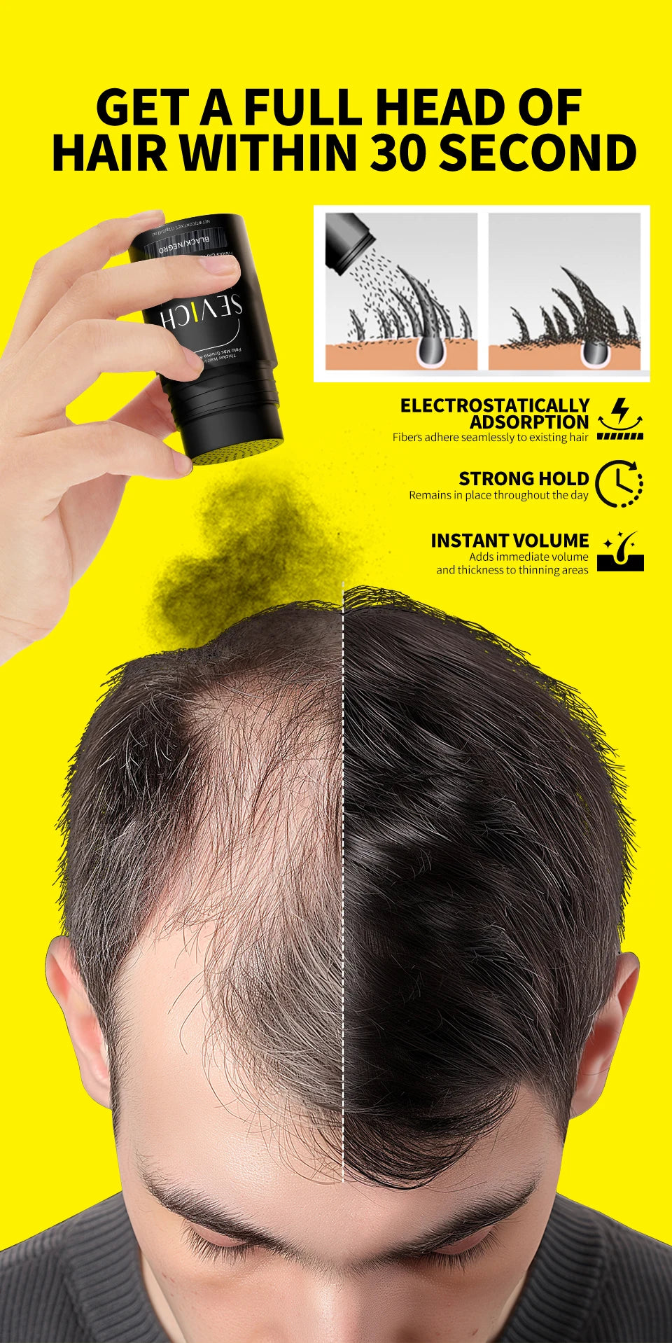 Hair Fibers Regrowth Powders Black Volumizing Hair Fibers Hair Building Fiber Natural Keratin Hair Styling Thickening Powder