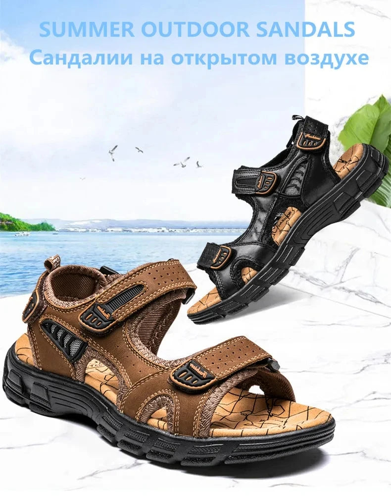 Hot Sale Summer Men's Sandals Outdoor Non-slip Men's Beach Sandals Handmade Genuine Leather Men's Shoes Fashion Men Sneakers