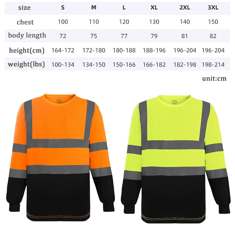 Long Sleeve Breathable T Shirt for Work Warehouse Construction Workwear Shirts Man Workshop Clothes