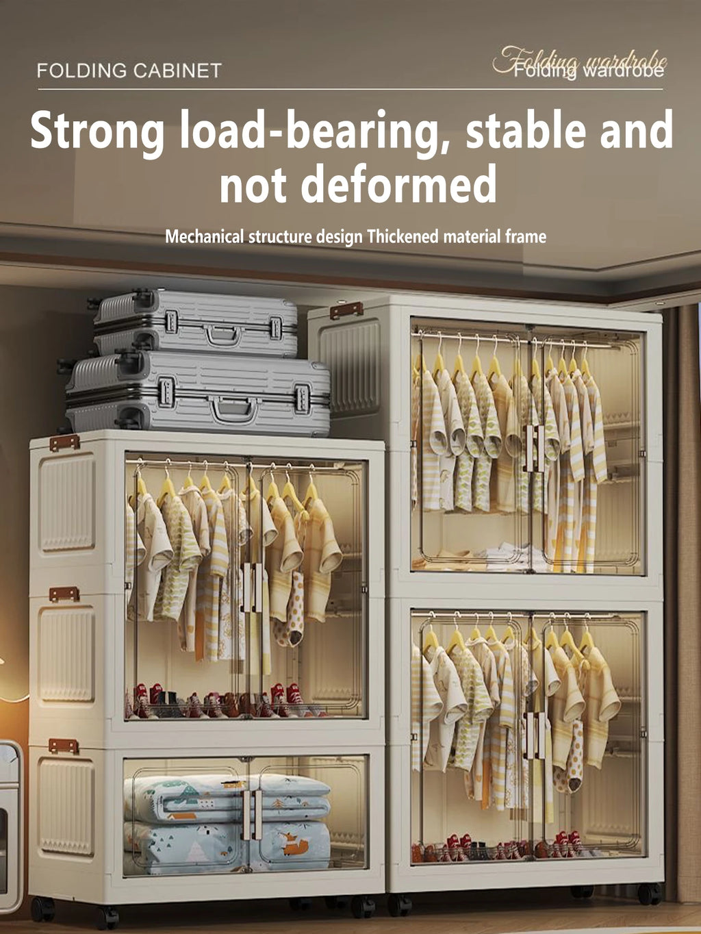 Multi-Functional Folding Storage Cabinet with Doors White/Black/Gray for Home Office Kitchen Bathroom Organizer