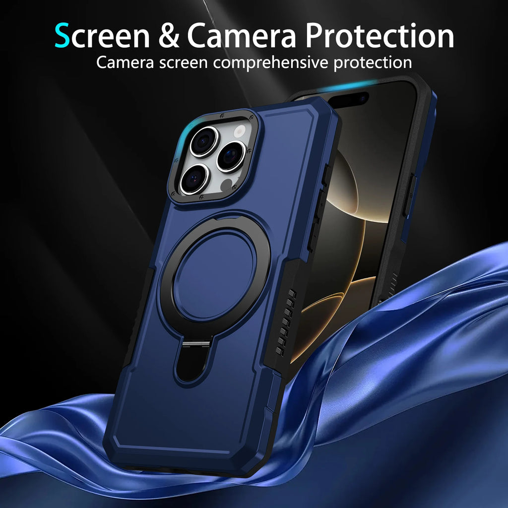Luxury Armor Case for IPhone 17 16 15 14 13 12 11 Pro X XS XR Max 8 7 6 Plus Ring Holder Slide Lens Stand Phone Cover Shockproof