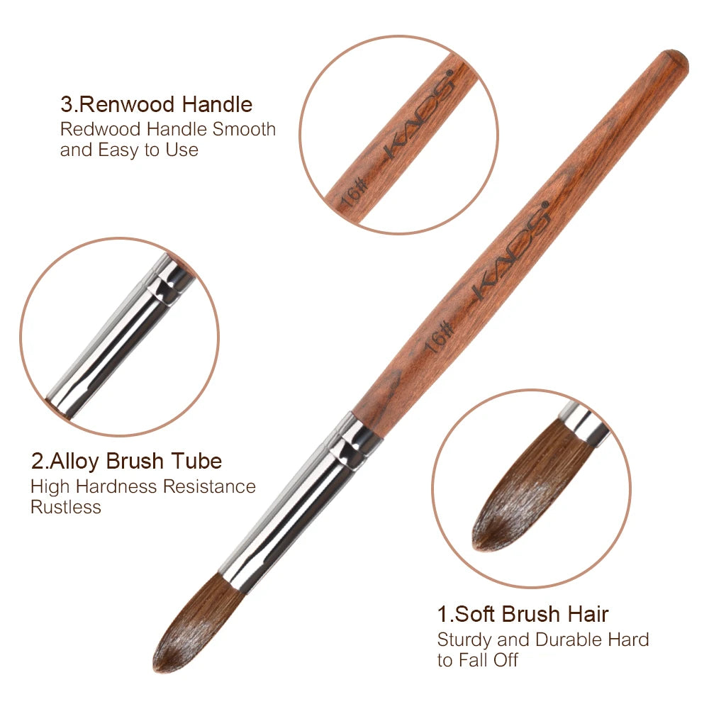 Pincel Profesional para Uñas Acrílicas KADS – Kolinsky Sable UV Gel