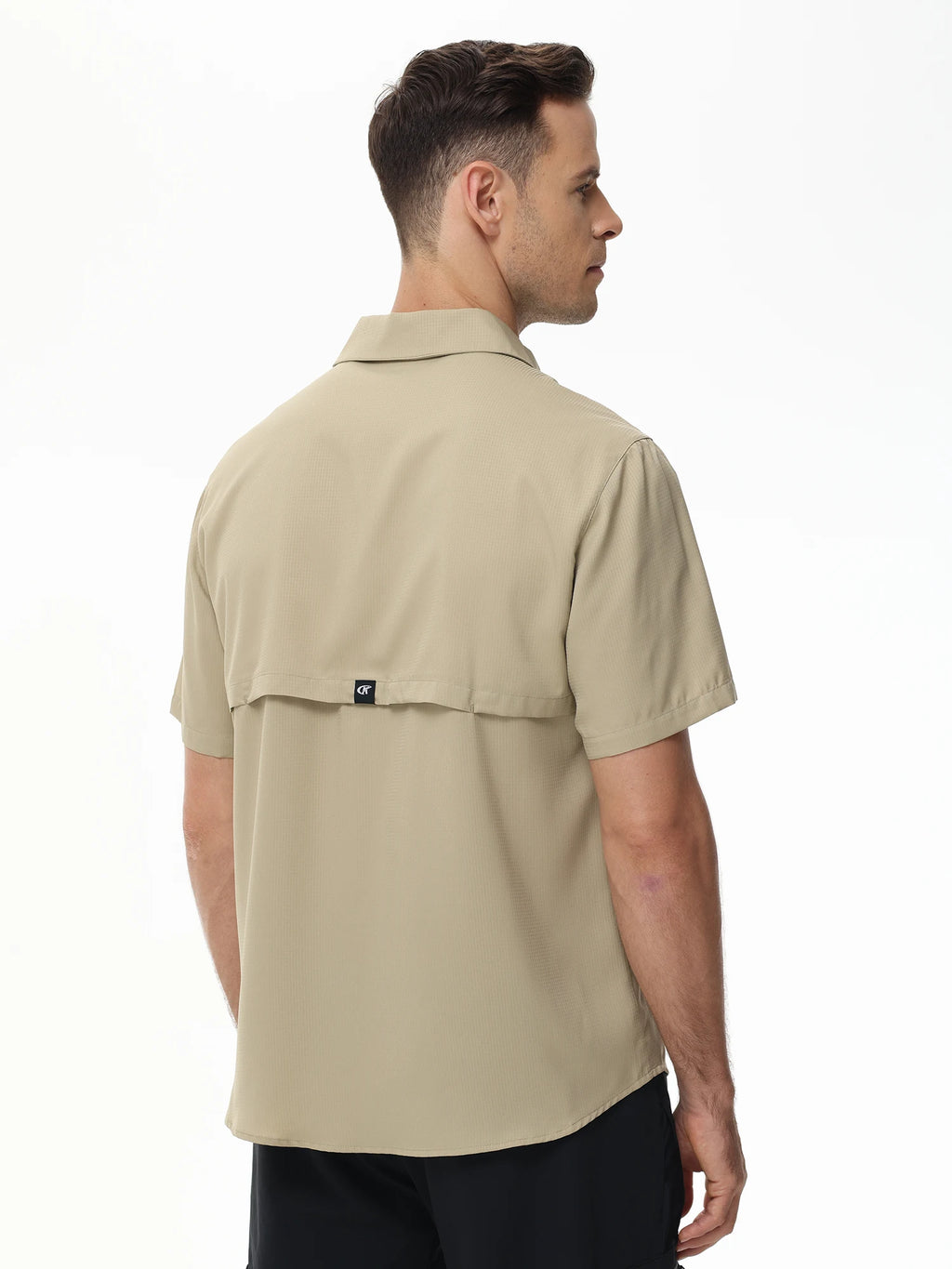 Summer Men's UPF 50+ Fishing Shirts, Lightweight Breathable Short Sleeve Cargo Shirt, Button Down Tactical Shirts Workout