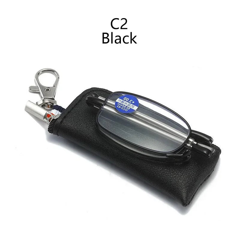 Titanium Alloy Folding Reading Glasses Foldable Presbyopia Men Women Ultra light Eyewear With Case Anti Blue Light 1.0 1.5 2.0