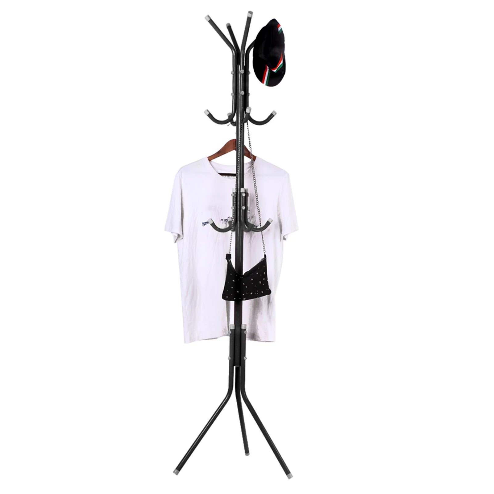 Clothes and Hats Rack Metal Multi Hooks Mobile and Convenient Coat Rack for Home Living Room Hangers Clothes Rack Stand