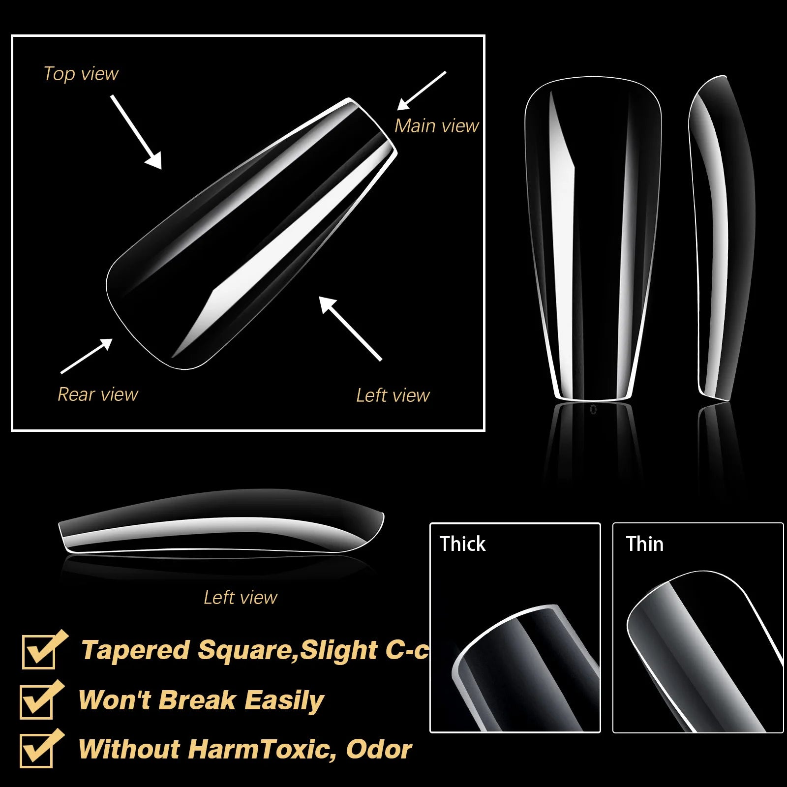 120/140pcs Almond Stiletto False Nail Tips Clear Soft Fake Nails Extension For Home DIY Nail Salon Manicure Press On Nails