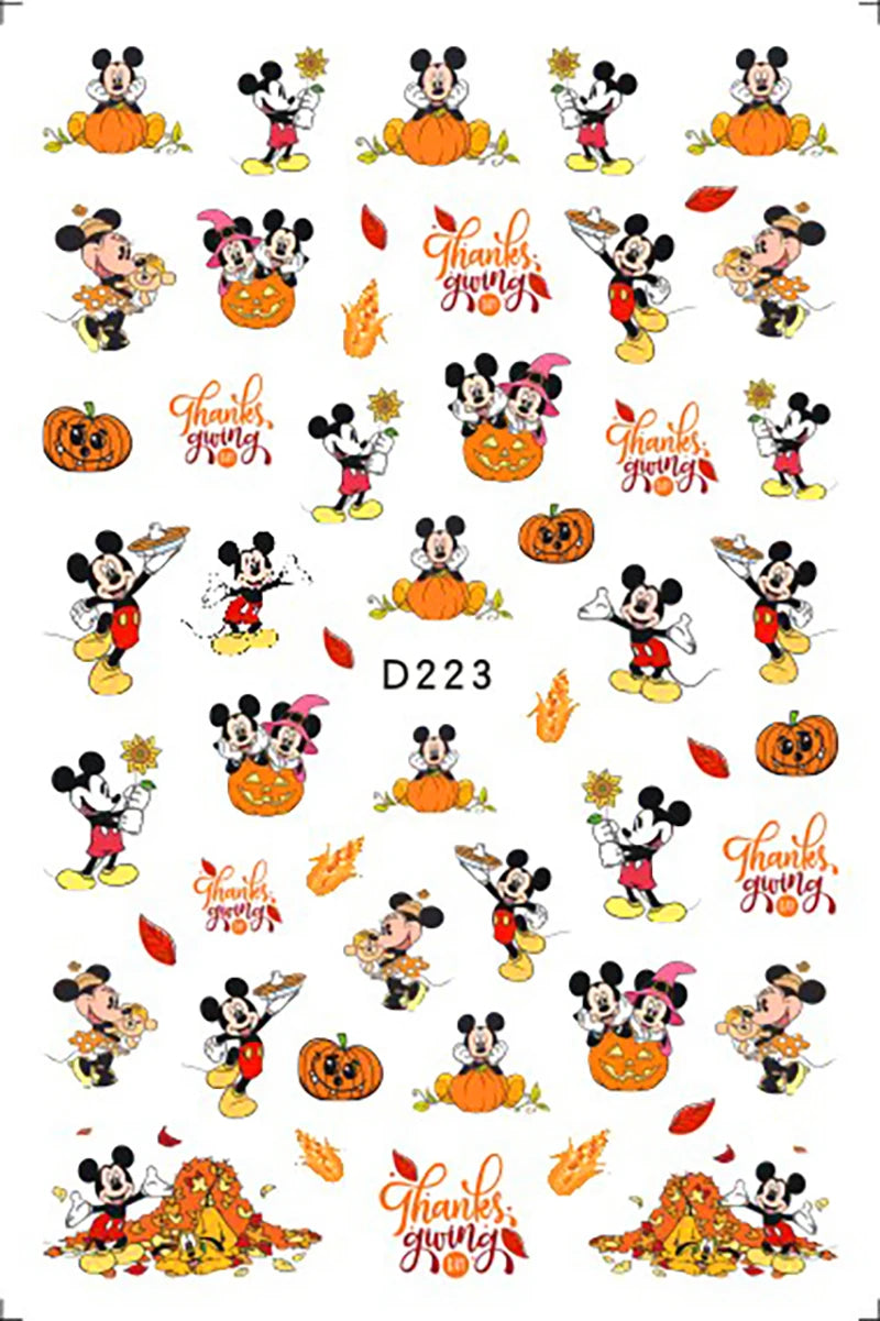 Disney Cartoon Adhesive Nail Stickers Nail Decorative Decals Nail Sliders Stitch Mickey 3D Stickers Press on Nails