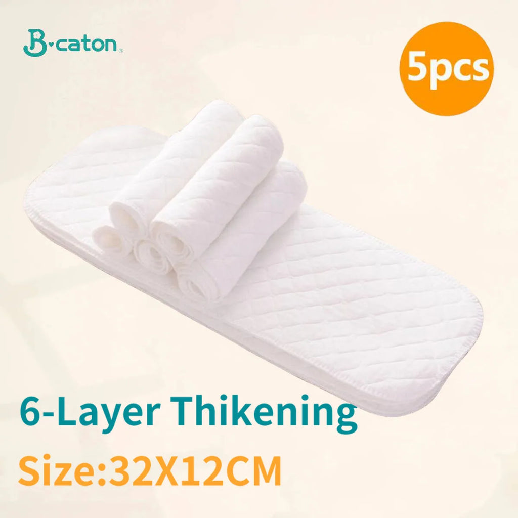 Reusable Cloth Diapers for Babies – 10pcs/5pcs Washable Ecological Cotton Nappies 3/6-Layer