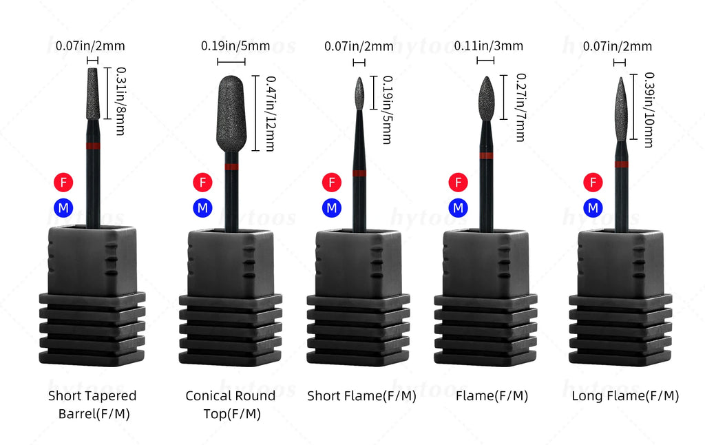 HYTOOS Black Diamond Nail Drill Bits Pro Russian Cuticle Bit for Nail Drill Dead Skin Cuticle Cleaner Nails Pre-treatment Tools