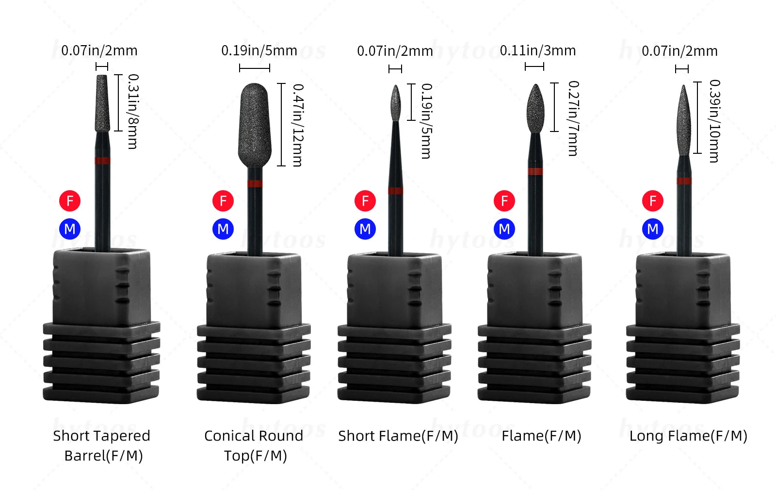 HYTOOS Black Diamond Nail Drill Bits Pro Russian Cuticle Bit for Nail Drill Dead Skin Cuticle Cleaner Nails Pre-treatment Tools