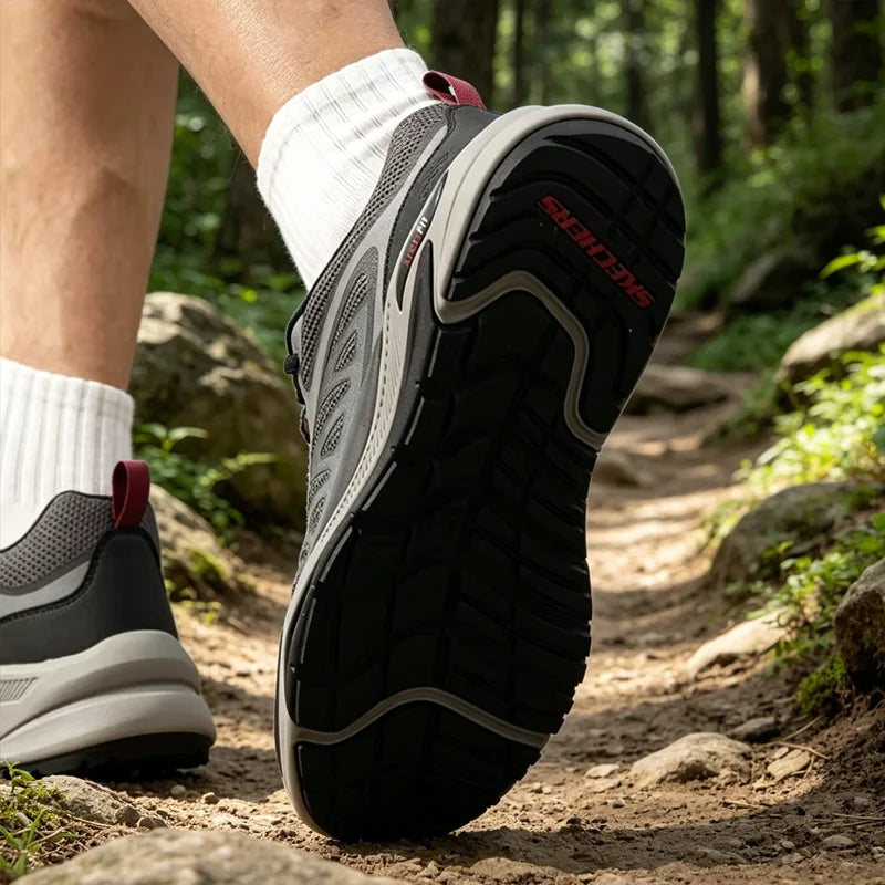 Skechers Men Hiking Shoes, Outdoor Wear-resistant Walking Sneakers 210471-GRY/210471-LGMT