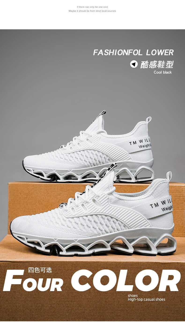 Men's Breathable Mesh Running Shoes Blade Sole Sneakers Lightweight Non-Slip Sports Shoes for Gym Walking Casual Wear