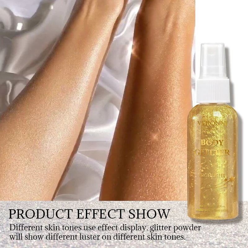 Glitter Hair Shimmer Spray,Multi-Purpose Body & Face Fine Mist Body Glow Body Highlighter Flakes Face,Body Hair Spray Makeup