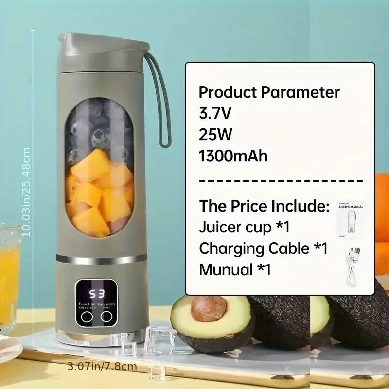 Portable Handheld Juicer Blender, USB Rechargeable Juice Maker for Smoothies Milkshakes Fresh Fruit Juices