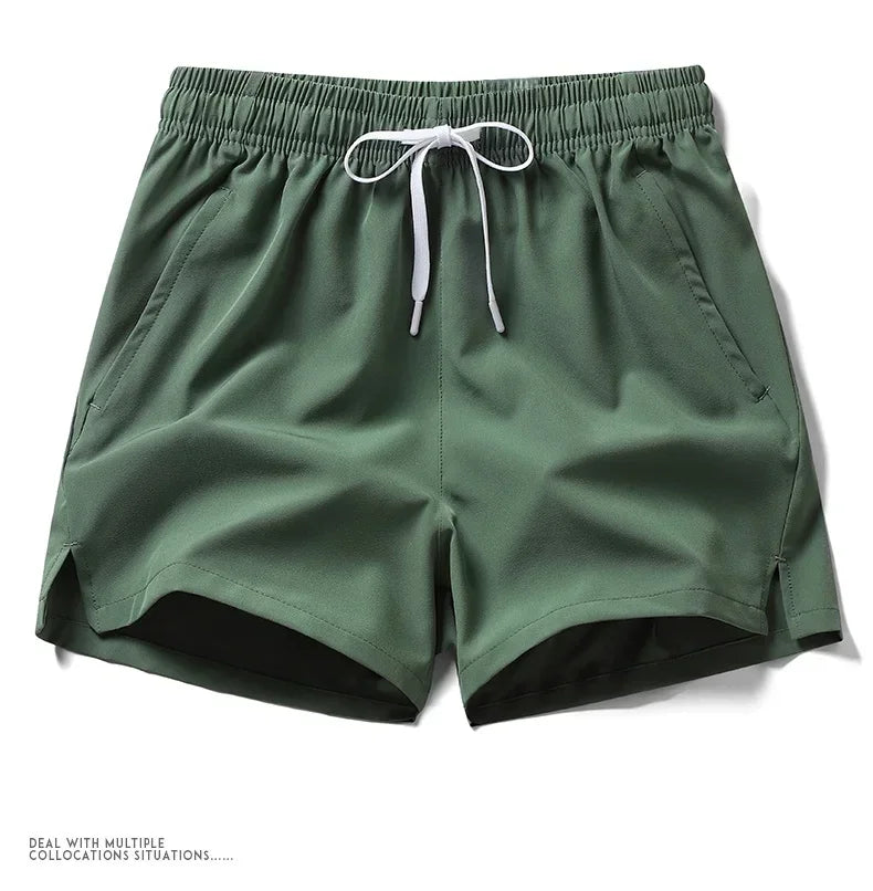 New Mens Fitness Lightweight Sweatpants Summer Casual Pockets Shorts Basic Solid Color Short Pants Jogging Beach Shorts Men
