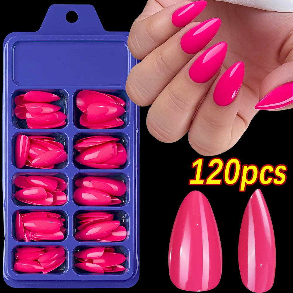 120Pcs Red Short Square Fake Nails Summer Glossy Full Cover Press on Nailtip Acrylic False Fingertip for Women Mother's Day Gift
