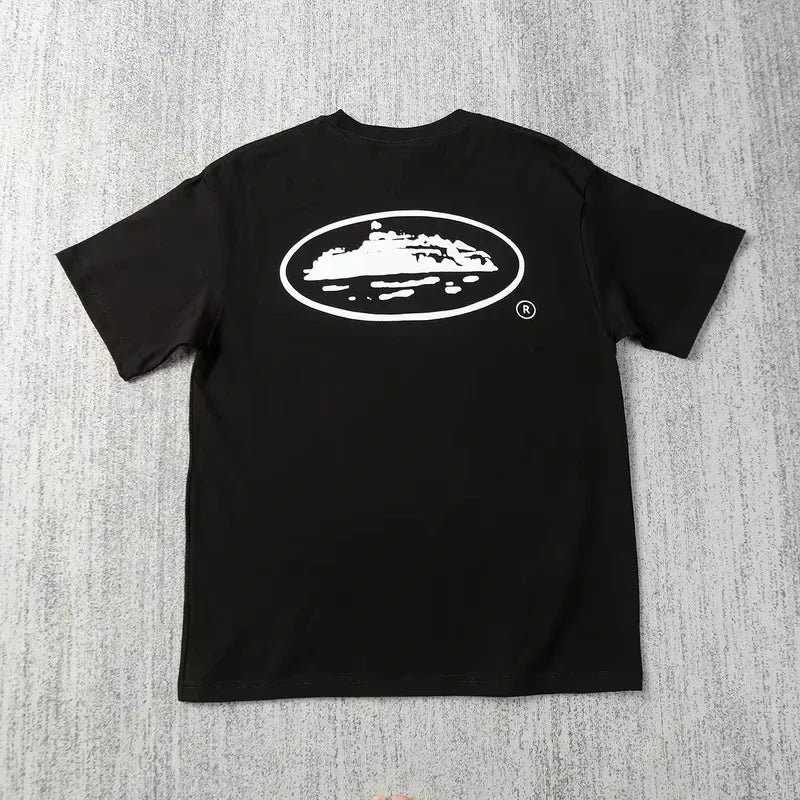 2025 Summer New Small Boat Printed Short Sleeve T-shirt Loose Round Neck Breathable Half Sleeve Casual Fashion Brand