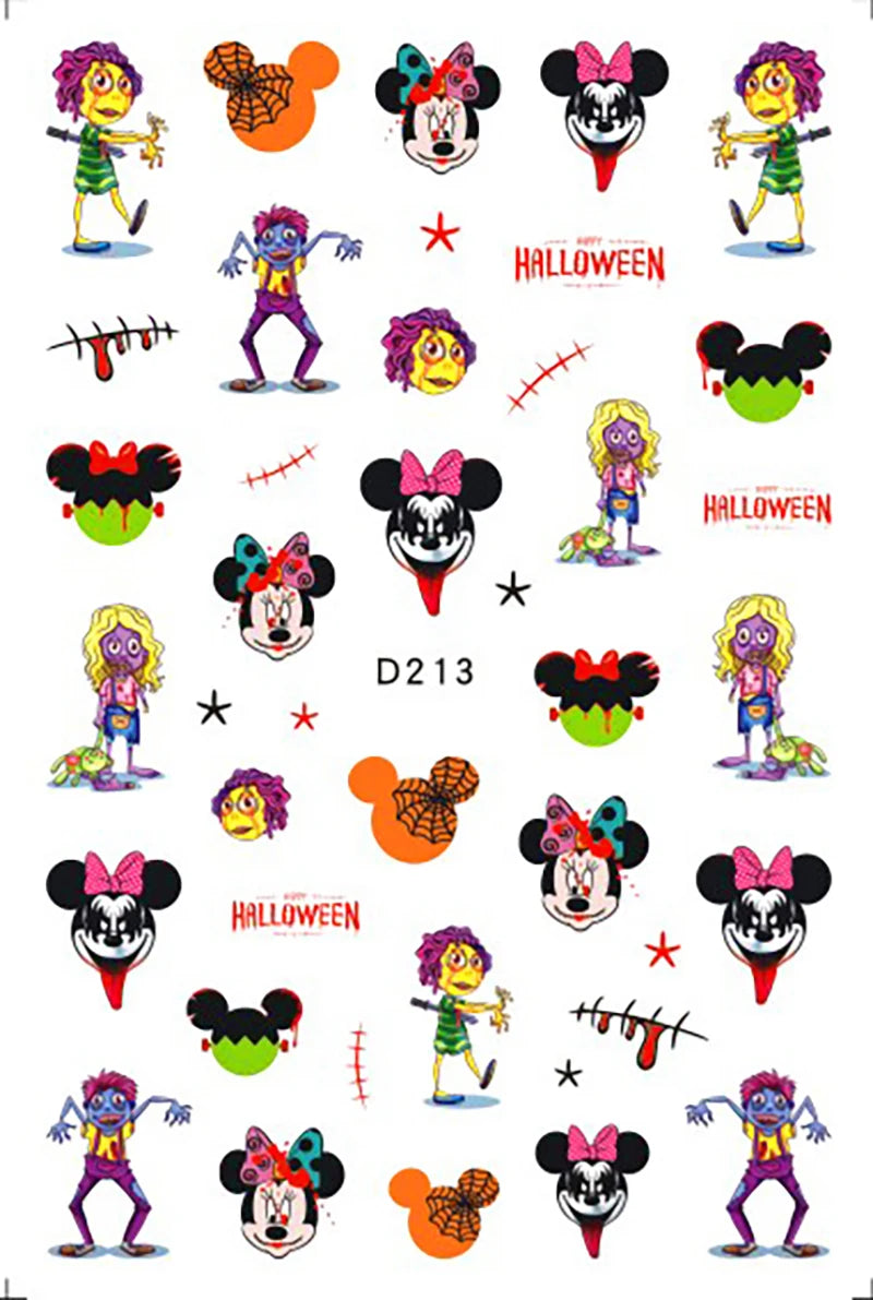 Disney Cartoon Adhesive Nail Stickers Nail Decorative Decals Nail Sliders Stitch Mickey 3D Stickers Press on Nails