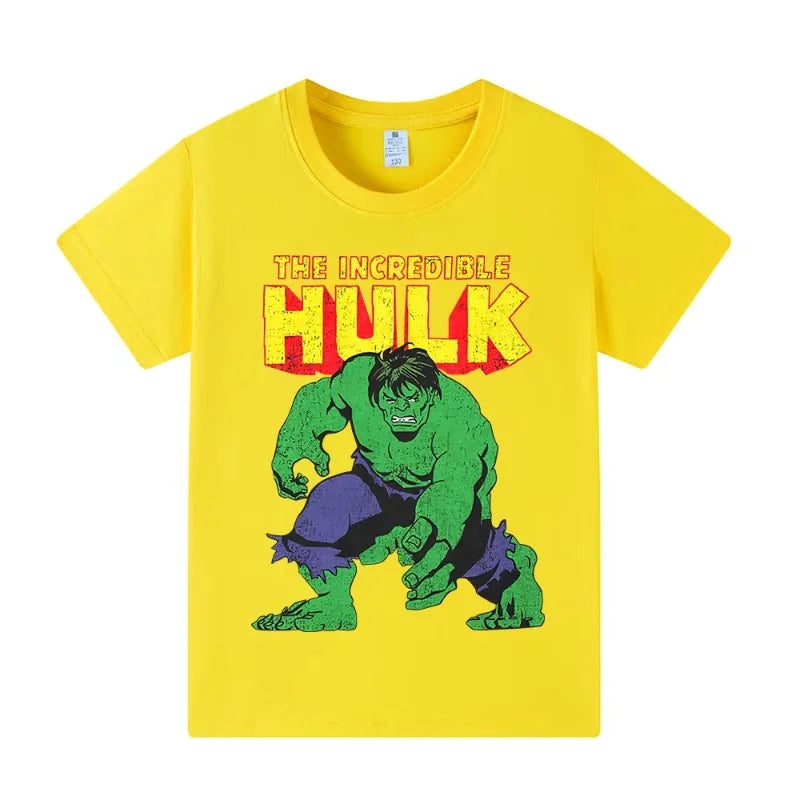 2025 Hulk New Summer Fashion Printed T-shirt Pure Cotton Round Neck Short Sleeve Boys' and Girls' Universal Fashion Clothing