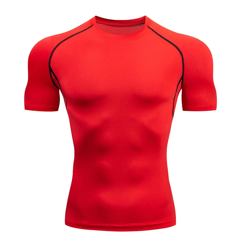 Men's Running Compression Shirts Short Sleeve Sport Gym Tees Fitness Quick Dry Sweatshirt Jogging Tracksuit Athletic Shirt Tops