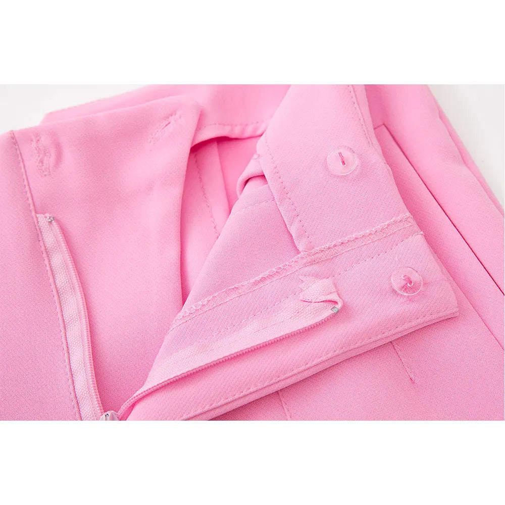 DUOPERI Women Fashion Solid Basic High Waist Trousers Chic Female Office Lady Casual Business Workwear Long Pant